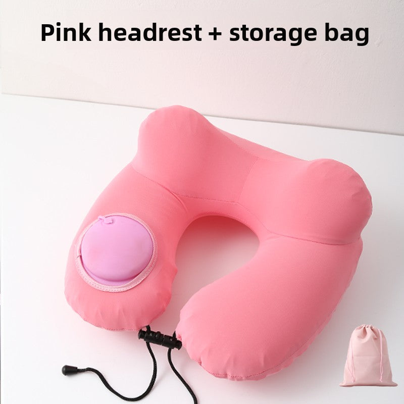 Press-Type Inflatable U-Shaped Travel Neck Pillow