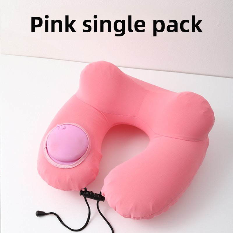 Press-Type Inflatable U-Shaped Travel Neck Pillow