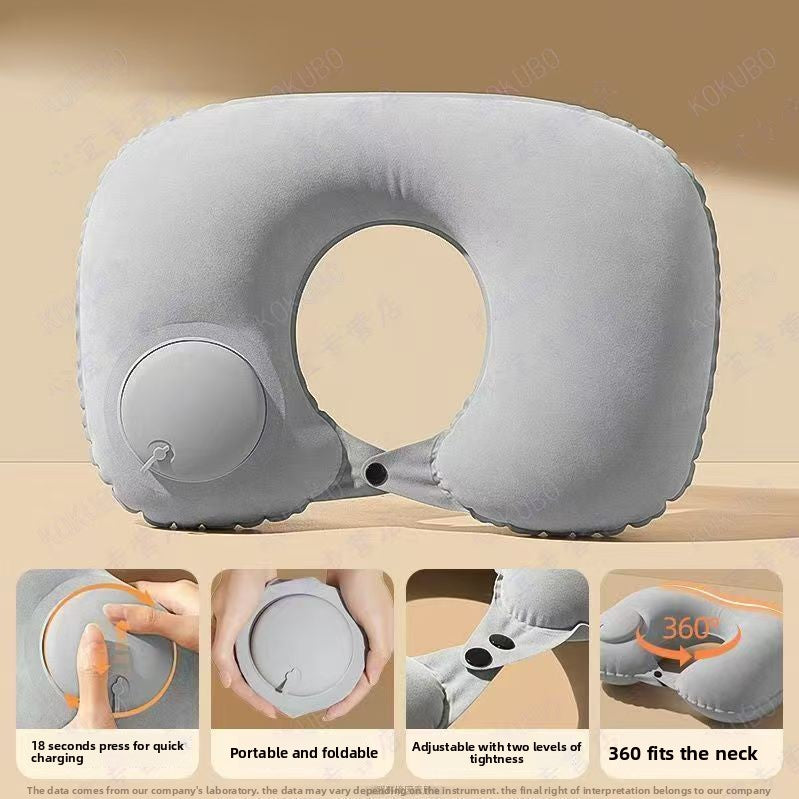 Press-Type Inflatable U-Shaped Travel Neck Pillow