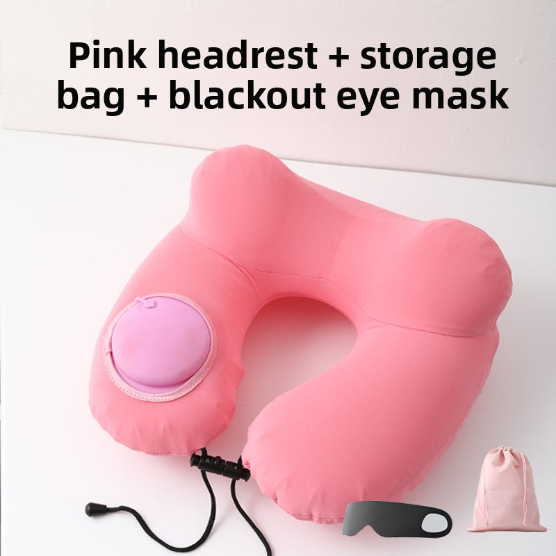 Press-Type Inflatable U-Shaped Travel Neck Pillow