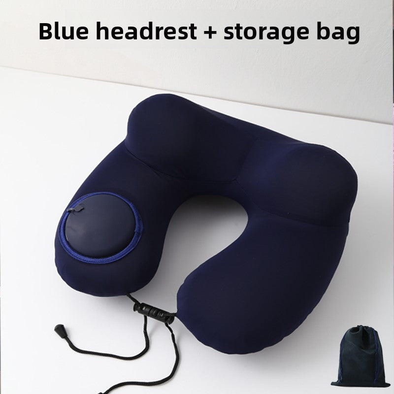 Press-Type Inflatable U-Shaped Travel Neck Pillow