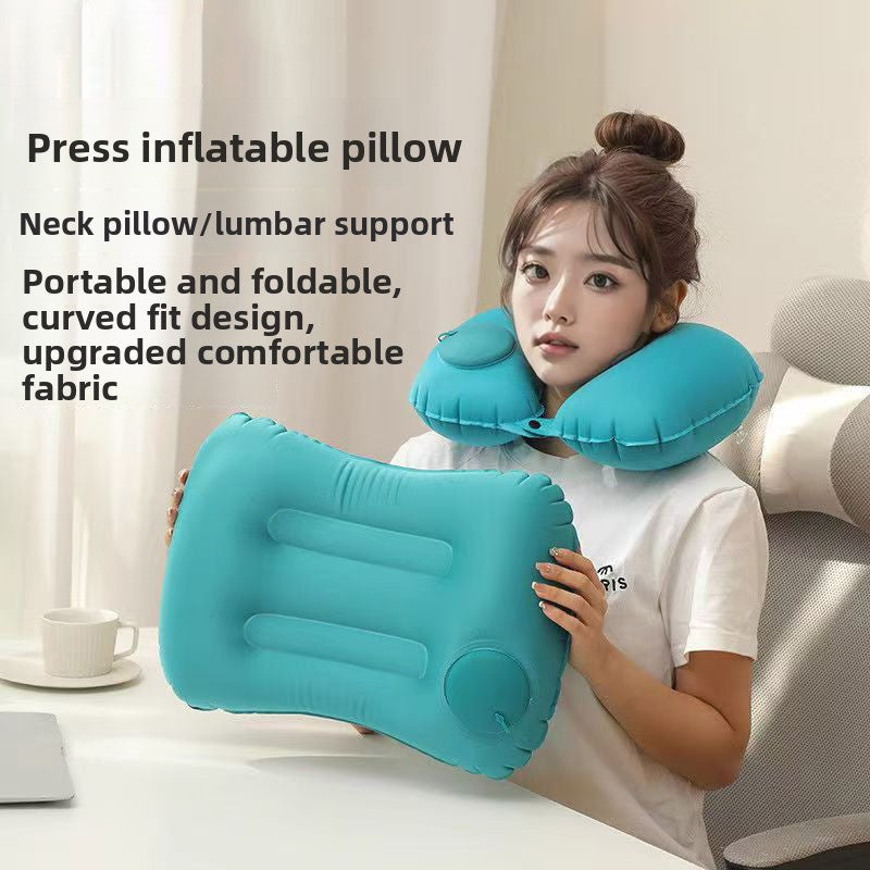 Press-Type Inflatable U-Shaped Travel Neck Pillow