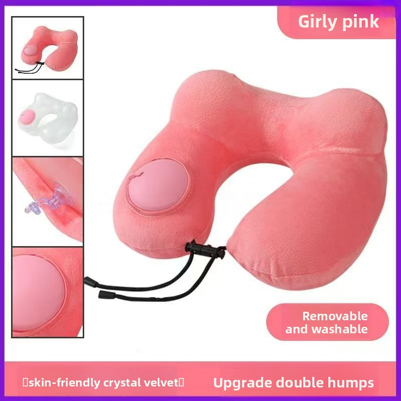 Press-Type Inflatable U-Shaped Travel Neck Pillow