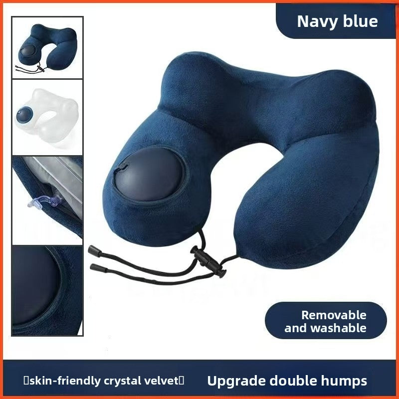 Press-Type Inflatable U-Shaped Travel Neck Pillow