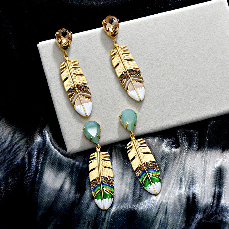 Vintage Enamel Crystal Earrings