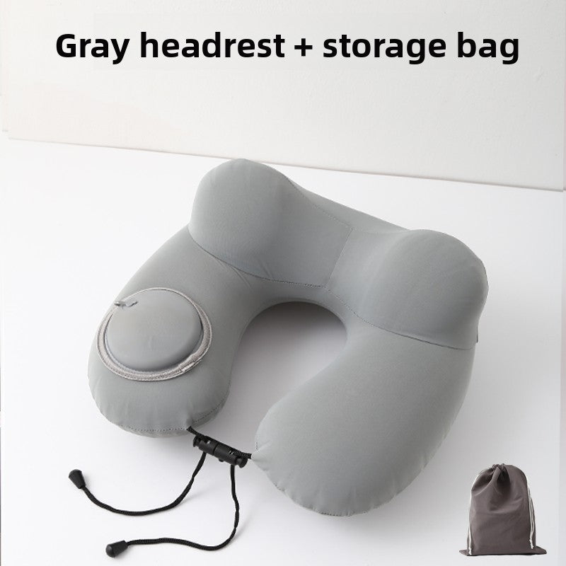 Press-Type Inflatable U-Shaped Travel Neck Pillow