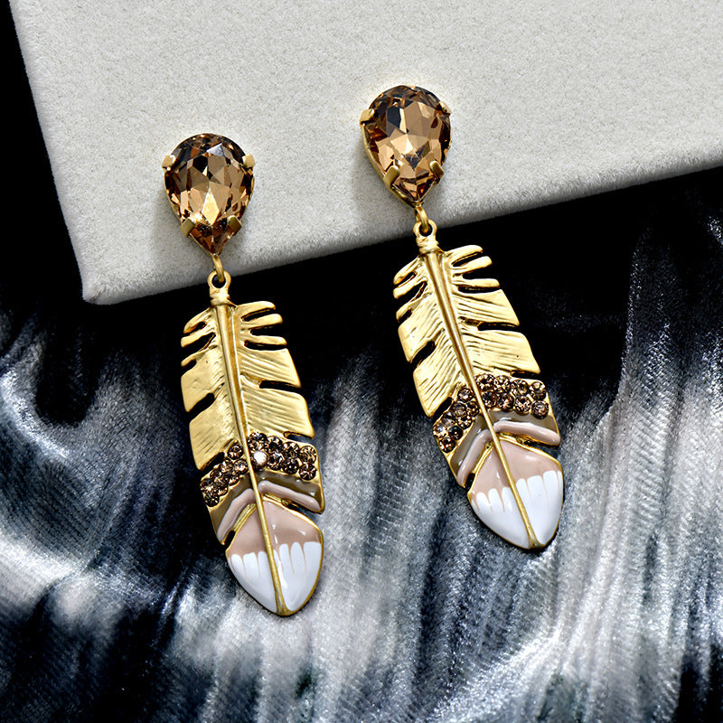 Vintage Enamel Crystal Earrings