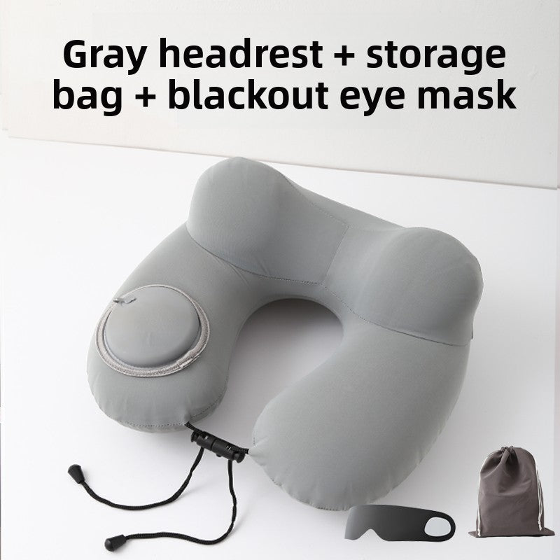 Press-Type Inflatable U-Shaped Travel Neck Pillow