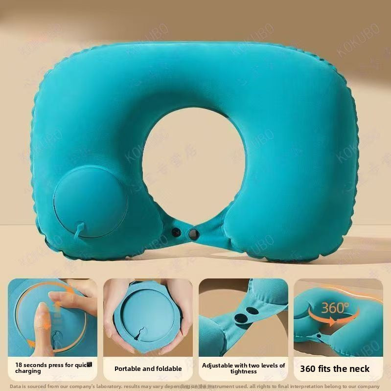 Press-Type Inflatable U-Shaped Travel Neck Pillow