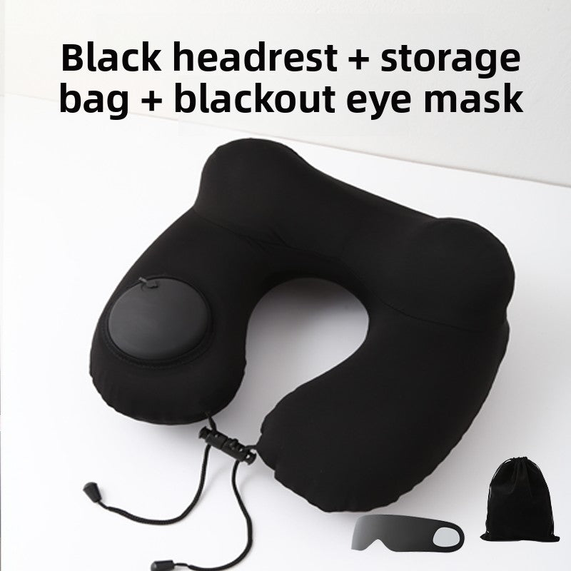 Press-Type Inflatable U-Shaped Travel Neck Pillow