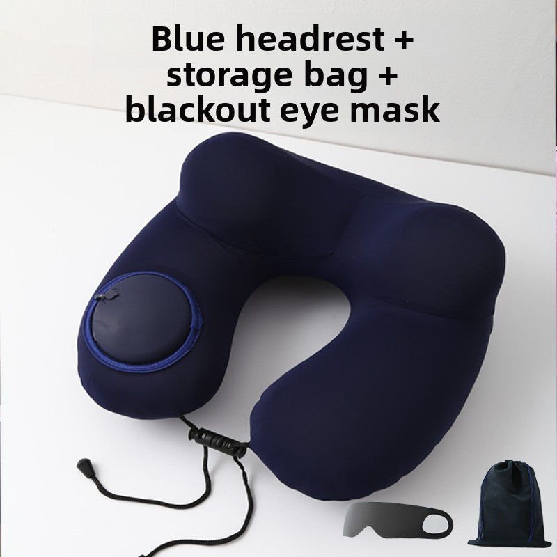 Press-Type Inflatable U-Shaped Travel Neck Pillow