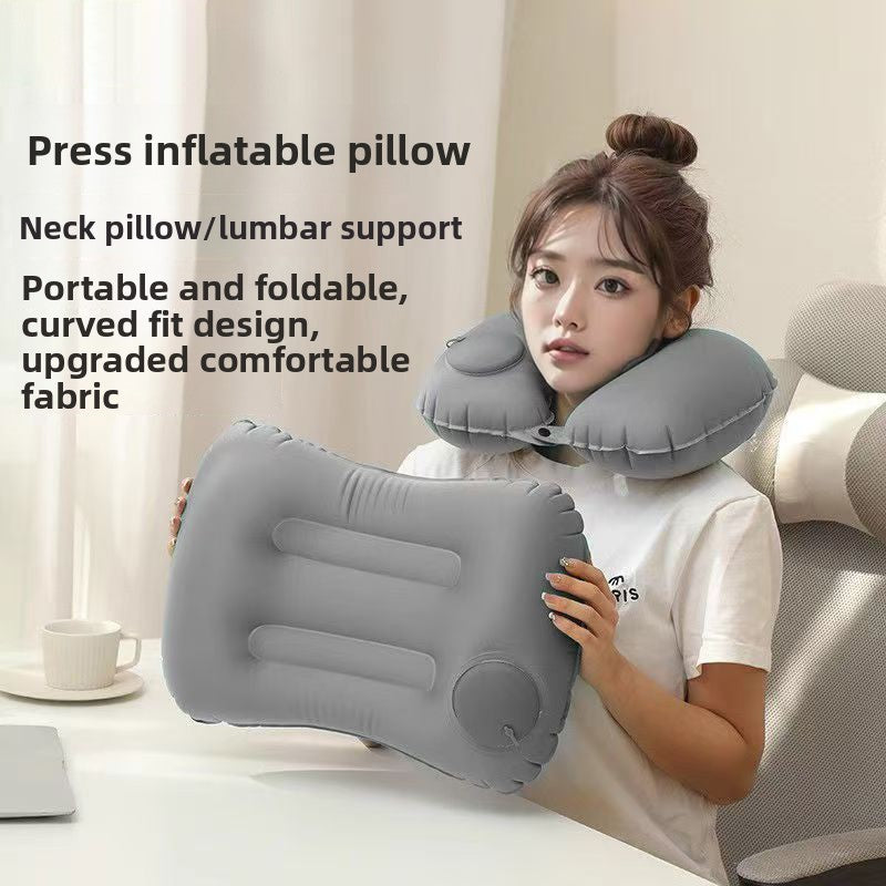 Press-Type Inflatable U-Shaped Travel Neck Pillow