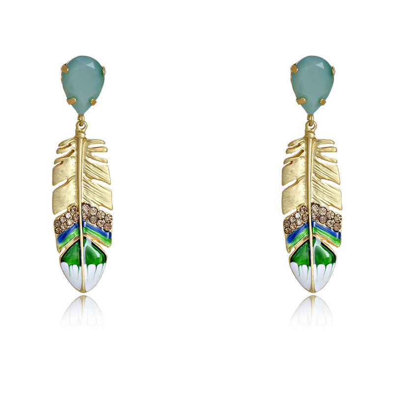 Vintage Enamel Crystal Earrings