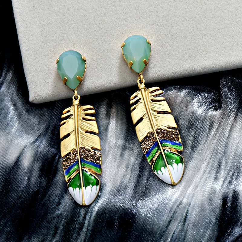 Vintage Enamel Crystal Earrings