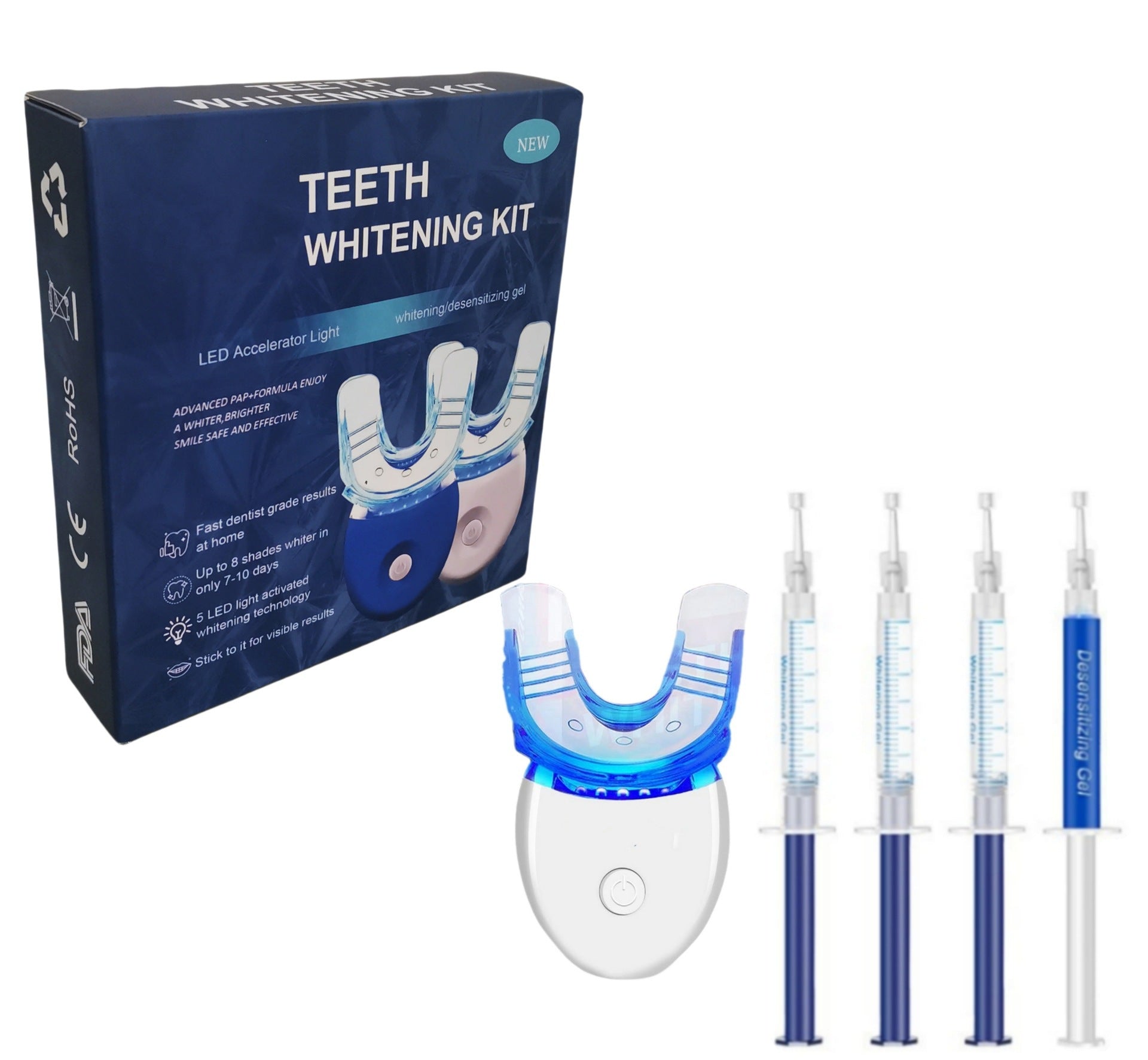 LED Teeth Whitening Kit with Blue Light and Gel