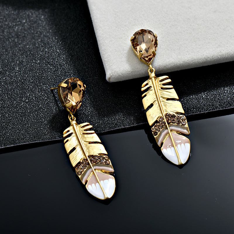 Vintage Enamel Crystal Earrings